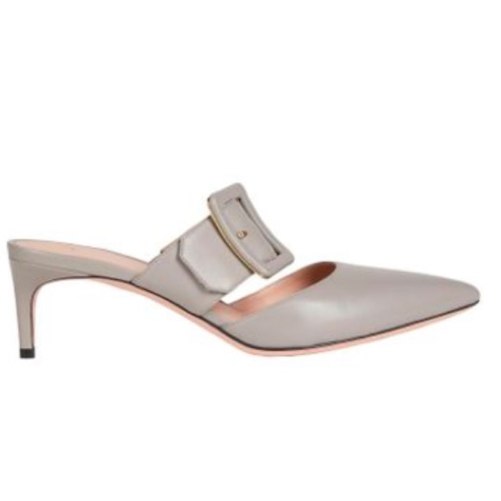Bally Jemima buckle-detail mules Gray Kitten Heel Sz 37 US 7 Women - Picture 7 of 12